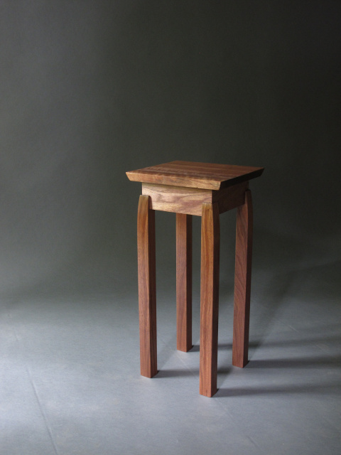 a small wooden accent table with modern style lines- handmade wood table pictured in solid walnut